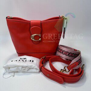 Coach Tali Soft Calf Leather Bucket Bag - Bright Red